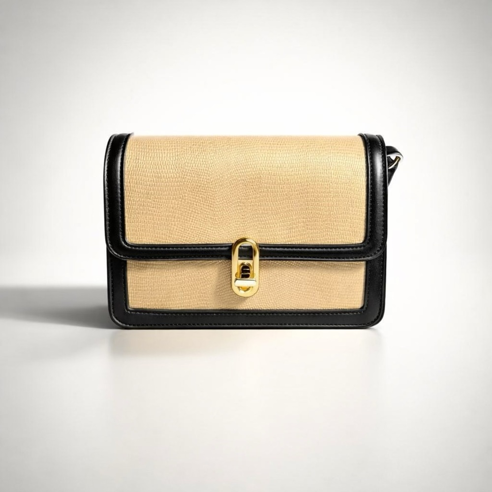 NWT JULES KAE Elegant Black and Tan Crossbody Bag